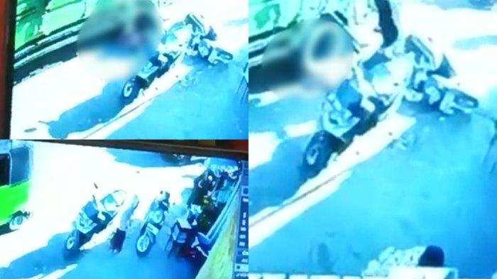 Tangkapan layar rekaman CCTV balita perempuan tewas terlindas truk di Antang, Kecamatan Manggala, Makassar, Sulsel, Sabtu (5/7/2023) pagi.  (TribunMakassar)_